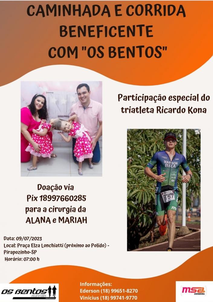 Evento, organizado pelo clube de corredores Os Bentos, tem como objetivo arrecadar fundos para auxiliar a família das meninas