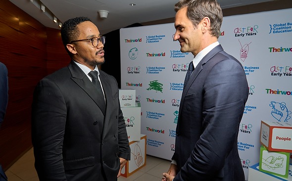 Gustavo Loiola e Roger Federer, na assembleia da ONU