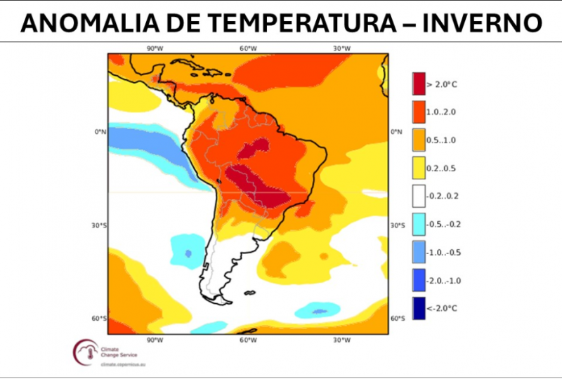 No inverno, as temperaturas no oeste paulista podem ficar até 2,0 graus acima da normalidade