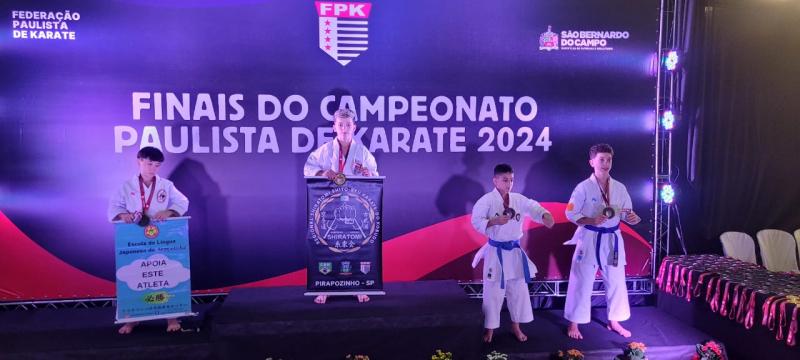 Lucas Soares Pastro, de Pirapozinho, conquistou ouro na categoria kata masculino sub-14