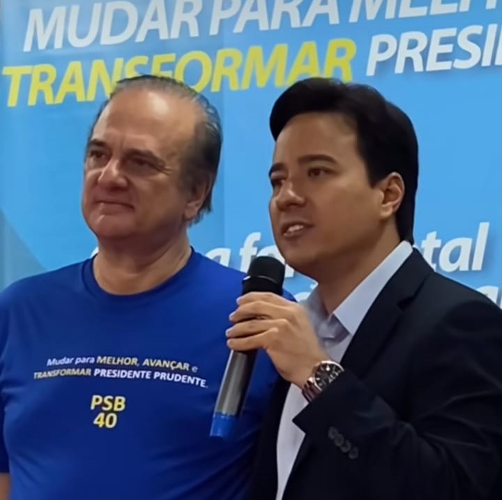 Pré-candidato a prefeito, Paulo Lima (PSB), e seu vice, Fábio Sato, do União Brasil