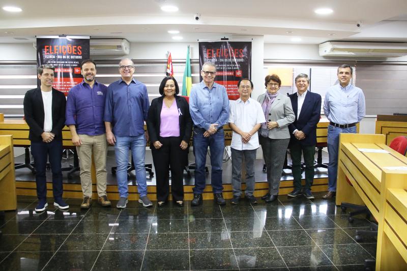 UEPP com representantes de entidades apoiadoras: Raul Audi (Acipp), Júlio de Moraes (Lidera), Renato Michelis (UEPP), Antônia Braz (Soroptimistas), José Carlos Cavalcante (Sebrae-SP), Marcos Nomura (UEPP), Eunice Cruz (BPW-PP), Sergio Barhum (UEPP) e Itamar Alves Jr. (Ciesp)