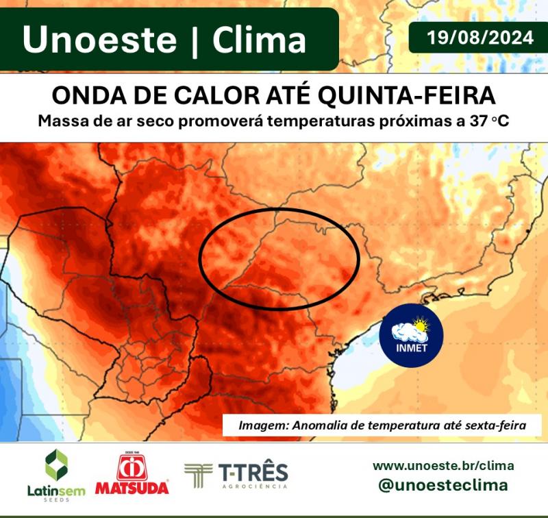 Temperaturas seguem altas até esta quinta, quando deve ocorrer queda nas temperaturas a partir de sexta