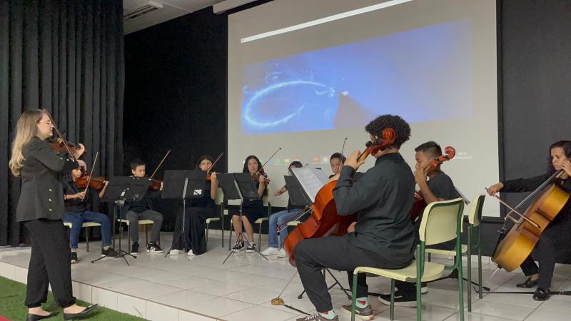 Alunos do polo do Guri em Taciba: formação musical de excelência