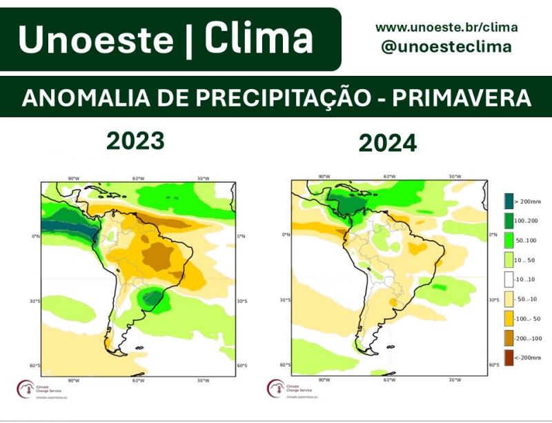 Áreas em branco indicam normalidade, áreas em laranja, abaixo da normalidade e áreas em verde-claro pouco acima da normalidade