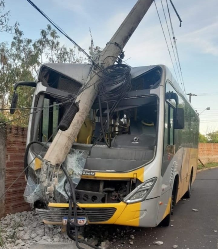 Coletivo retornava para garagem, quando motorista perdeu controle da direção do veículo