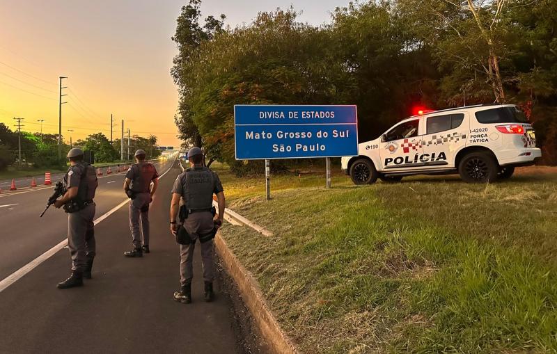 No oeste paulista, reforço do policiamento é feito nas fronteiras com o Mato Grosso do Sul e o Paraná