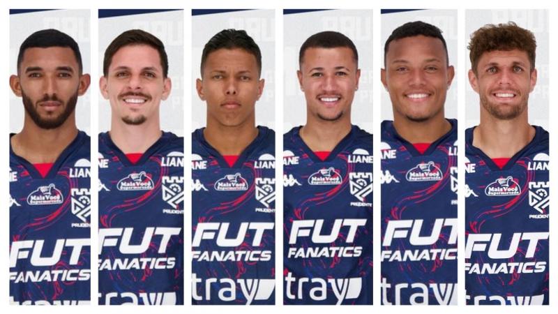 Novos reforços do Grêmio Prudente para a Série A2 de 2025: Vinícius Alves, Ângelo Chaves, Júnior Sergipano, Cleitinho, Douglas Santos e Matheus Santana