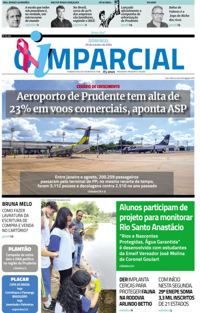 Aeroporto de Prudente tem alta de  23% em voos comerciais, aponta ASP - Aumento de 23% nos  voos comerciais sinaliza  alta na movimentação do  aeroporto de PP até fim do ano